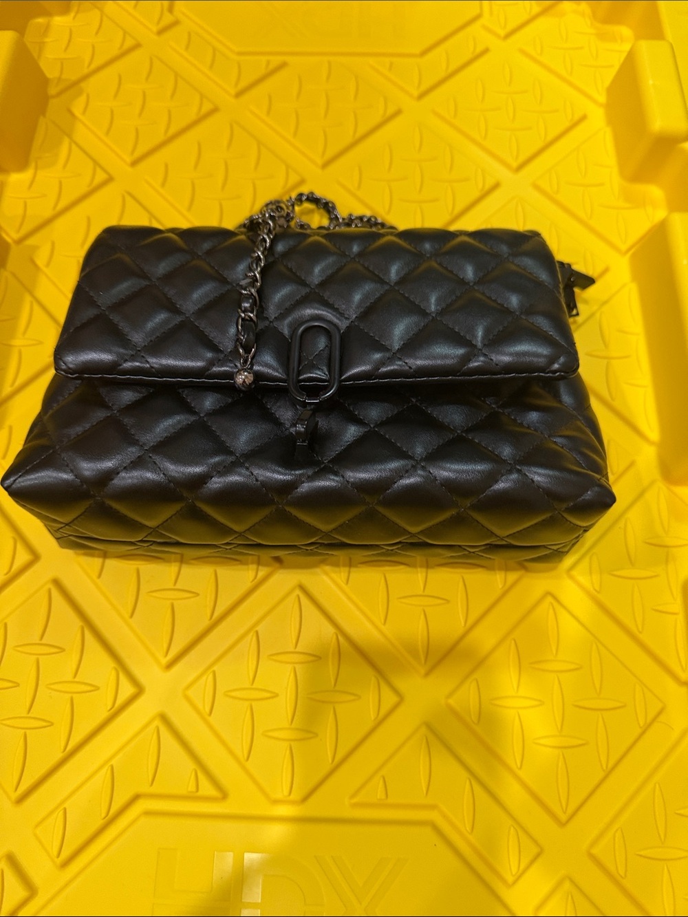 Women's Quilted Black Shoulder Bag with Chain Strap